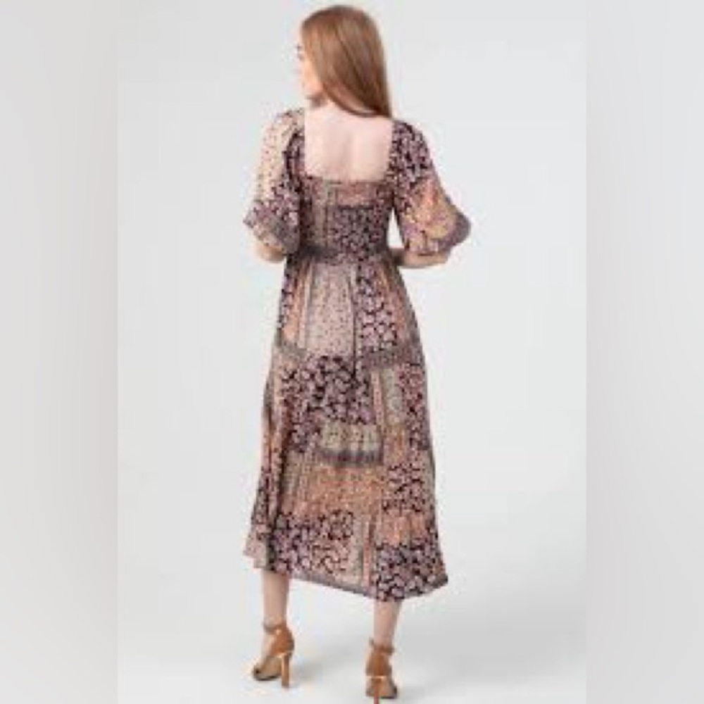 Angie Smocked Bust Bell Sleeve Maxi Dress romantic whimsical boho chic - Picture 2 of 6